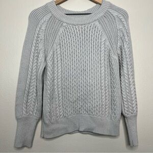Magaschoni Women Sweater XS Cashmere‎ Gray Cable Knit Cotton Wool Modal Cabin